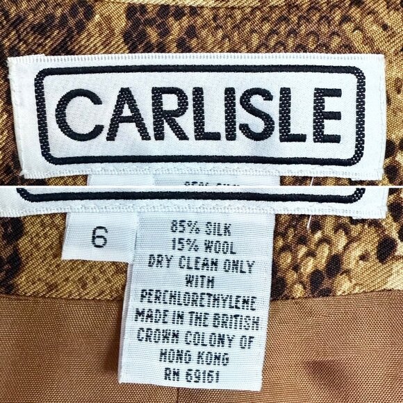Carlisle Jacket Size 6 Cropped Snake Print Structured Quilted Blazer Y2K Vintage - Picture 5 of 13